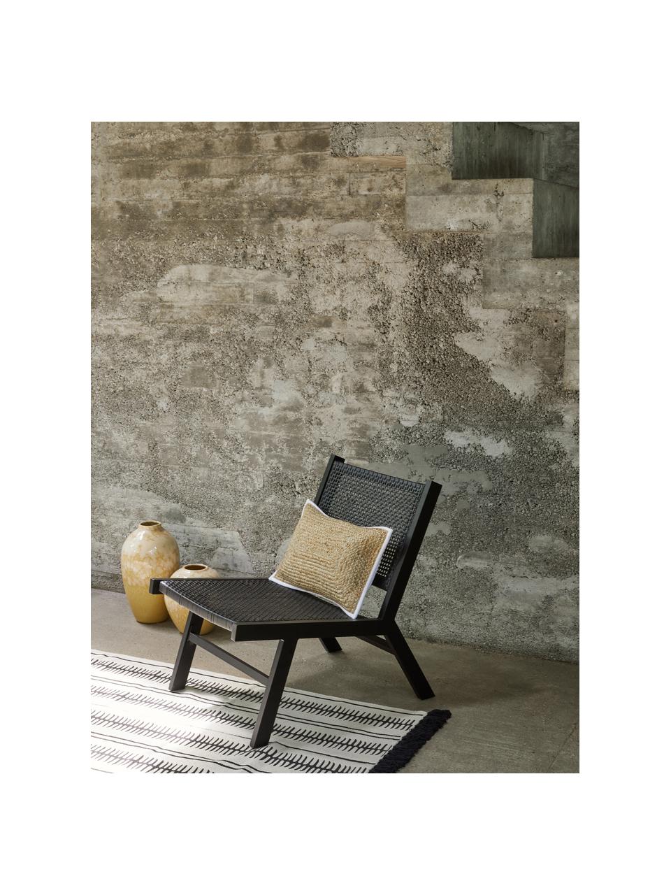 Tuin loungefauteuil Palina in houtoptiek, Frame: gepoedercoat metaal, Zitvlak: kunststoffen vlechtwerk, Zwart, B 57 x H 78 cm