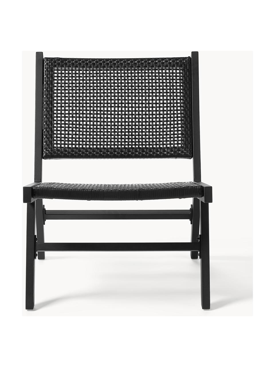 Sillón para exterior en aspecto madera Palina, Estructura: metal con pintura en polv, Asiento: malla de plástico, Negro, An 57 x F 78 cm