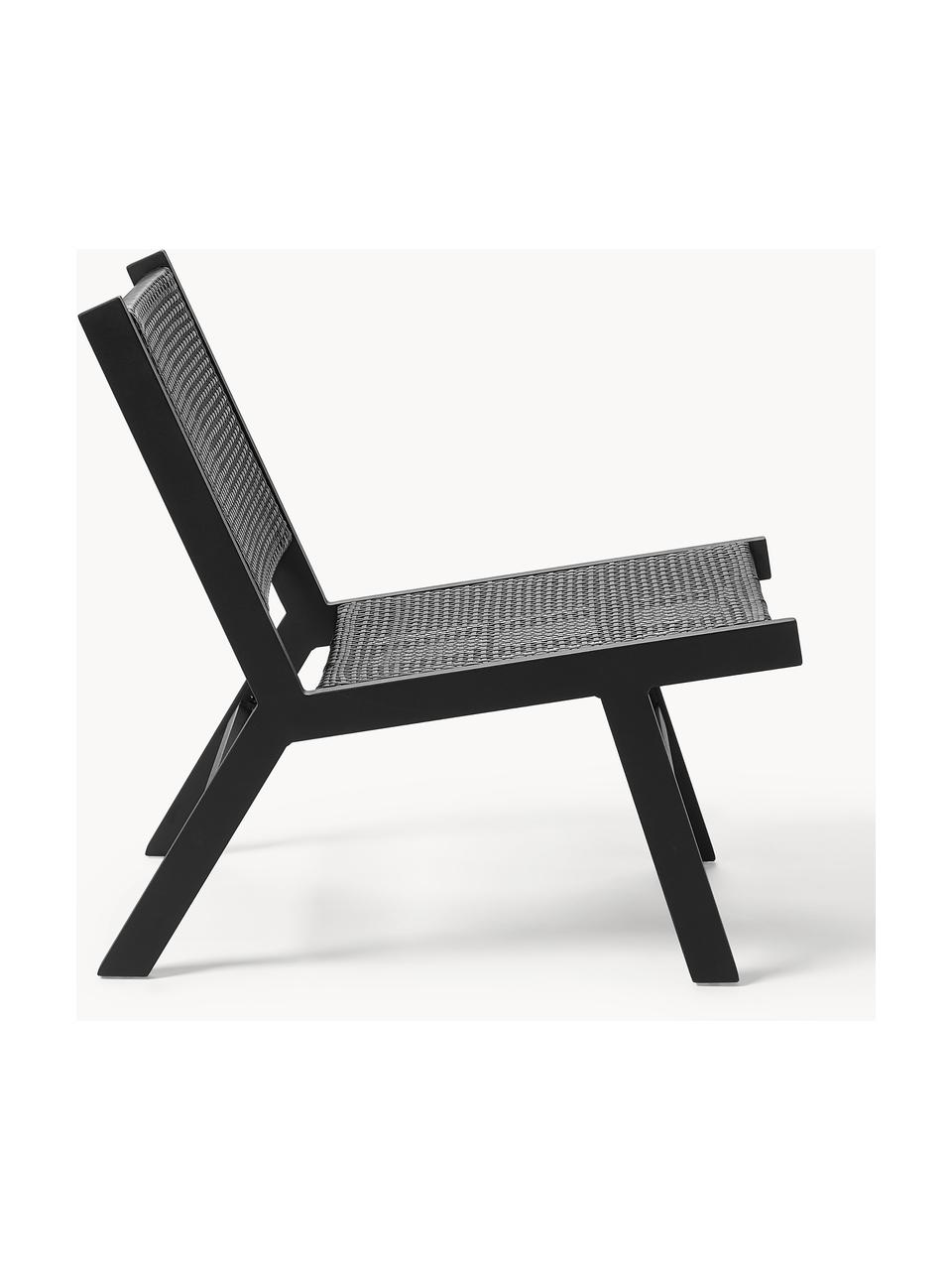 Sillón para exterior en aspecto madera Palina, Estructura: metal con pintura en polv, Asiento: malla de plástico, Negro, An 57 x F 78 cm