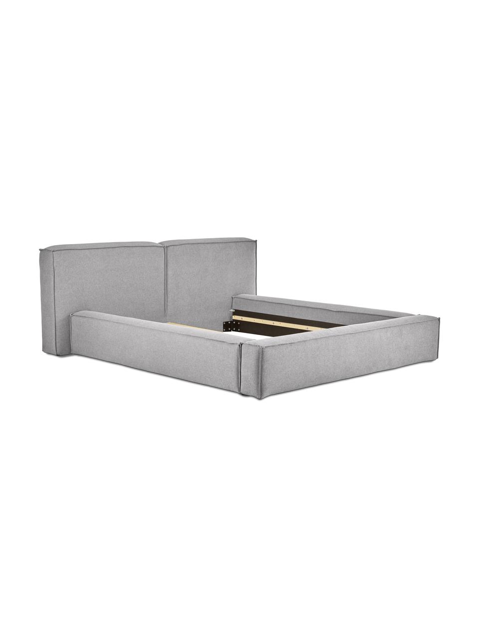 Cama tapizada Lennon, Tapizado: 100% poliéster Alta resis, Estructura: madera de pino maciza con, Patas: madera con certificado FS, Tejido gris claro, An 180 x L 200 cm