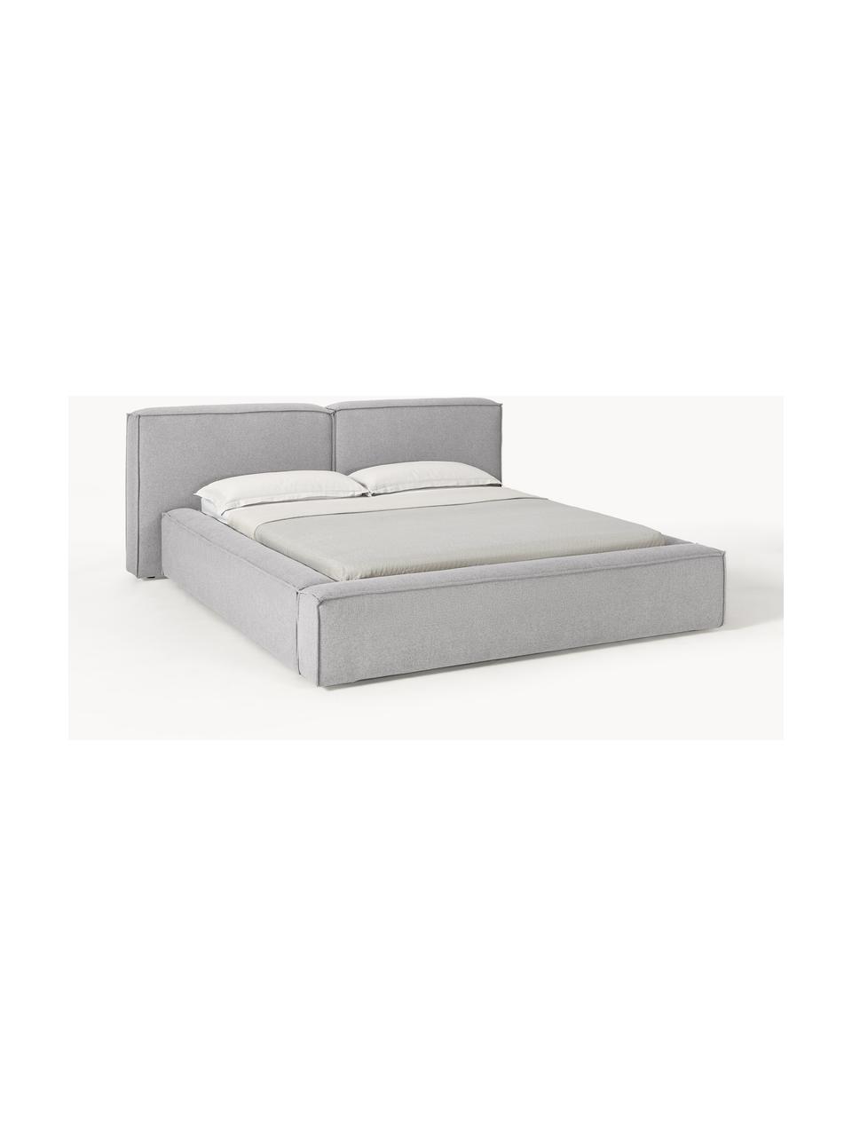 Gestoffeerd bed Lennon, Bekleding: 100% polyester Met 115.00, Frame: massief grenenhout, multi, Poten: hout, kunststof Dit produ, Geweven stof grijs, B 248 x L 243 cm (ligvlak 180 x 200 cm)