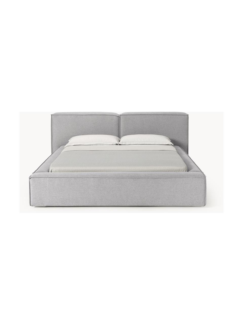 Letto imbottito Lennon, Rivestimento: 100% poliestere Il rivest, Struttura: legno di pino massiccio, , Piedini: legno, plastica Questo pr, Tessuto grigio, Larg. 248 x Lung. 243 cm (superfice 180 x 200 cm)