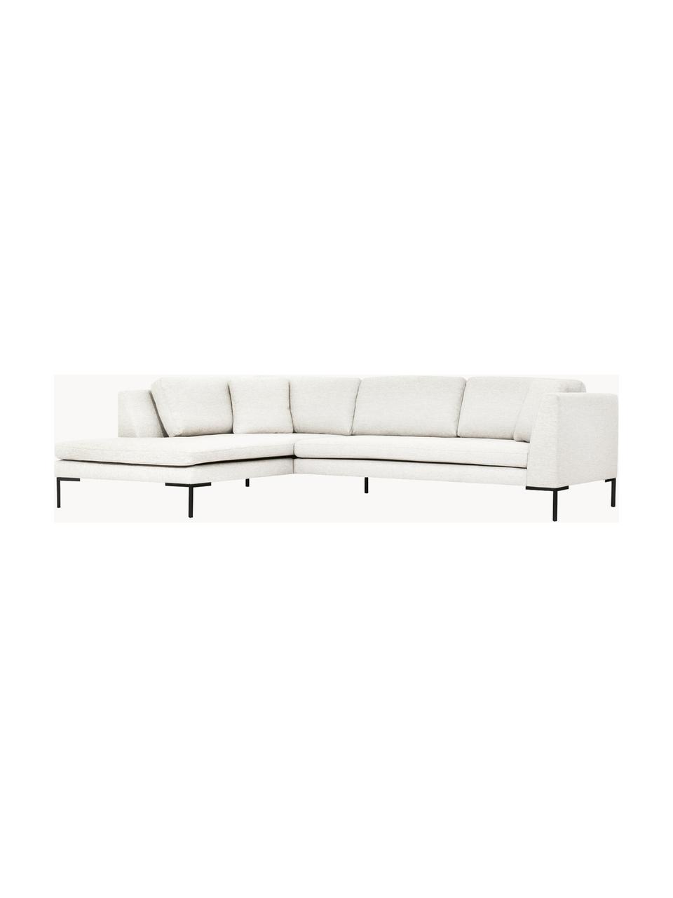 Ecksofa Emma mit Metall-Füssen, Bezug: Polyester 100.000 Scheuer, Gestell: Massives Kiefernholz, Bir, Webstoff Off White, B 302 x T 220 cm, Eckteil links