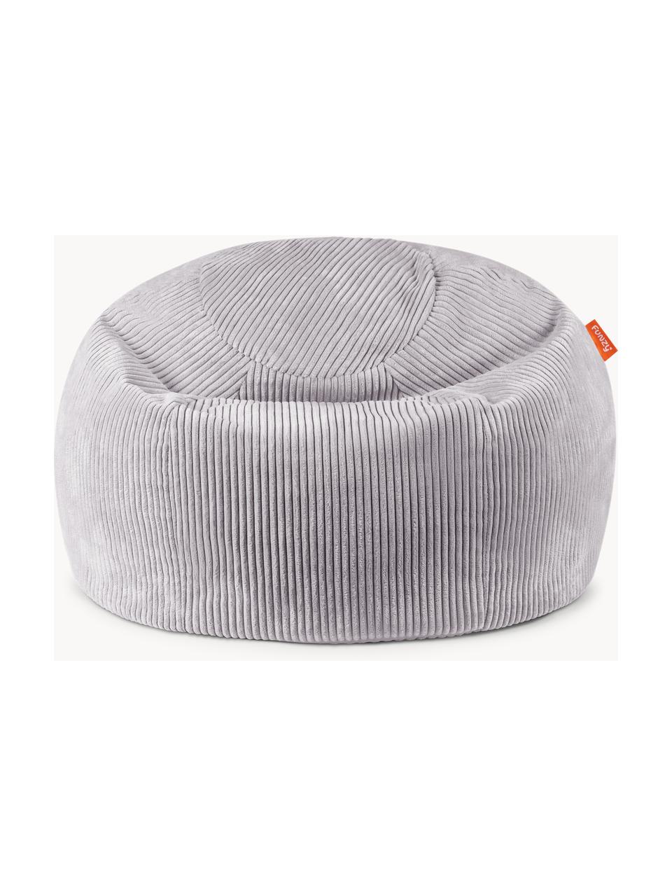 Pouf fait main en velours côtelé pour enfant Flora, Velours côtelé gris clair, larg. 85 x haut. 50 cm