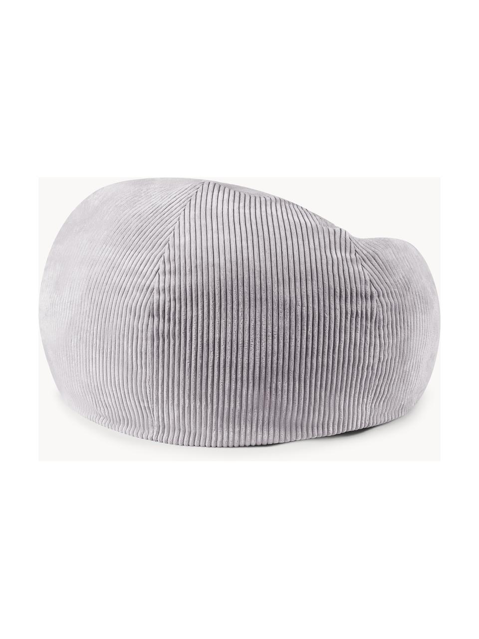 Pouf fait main en velours côtelé pour enfant Flora, Velours côtelé gris clair, larg. 85 x haut. 50 cm