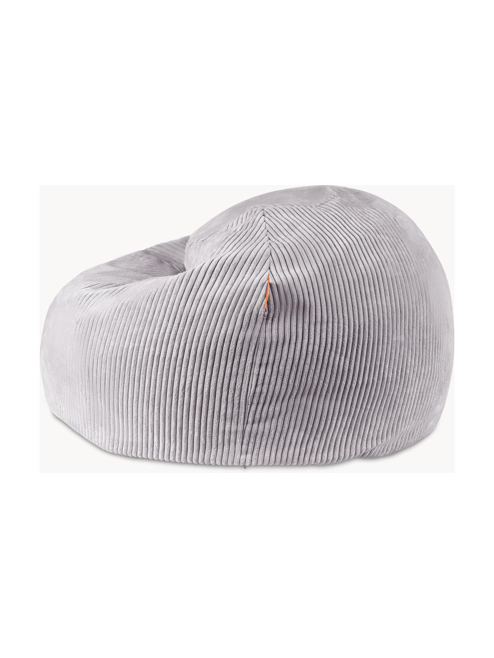 Pouf fait main en velours côtelé pour enfant Flora, Velours côtelé gris clair, larg. 85 x haut. 50 cm