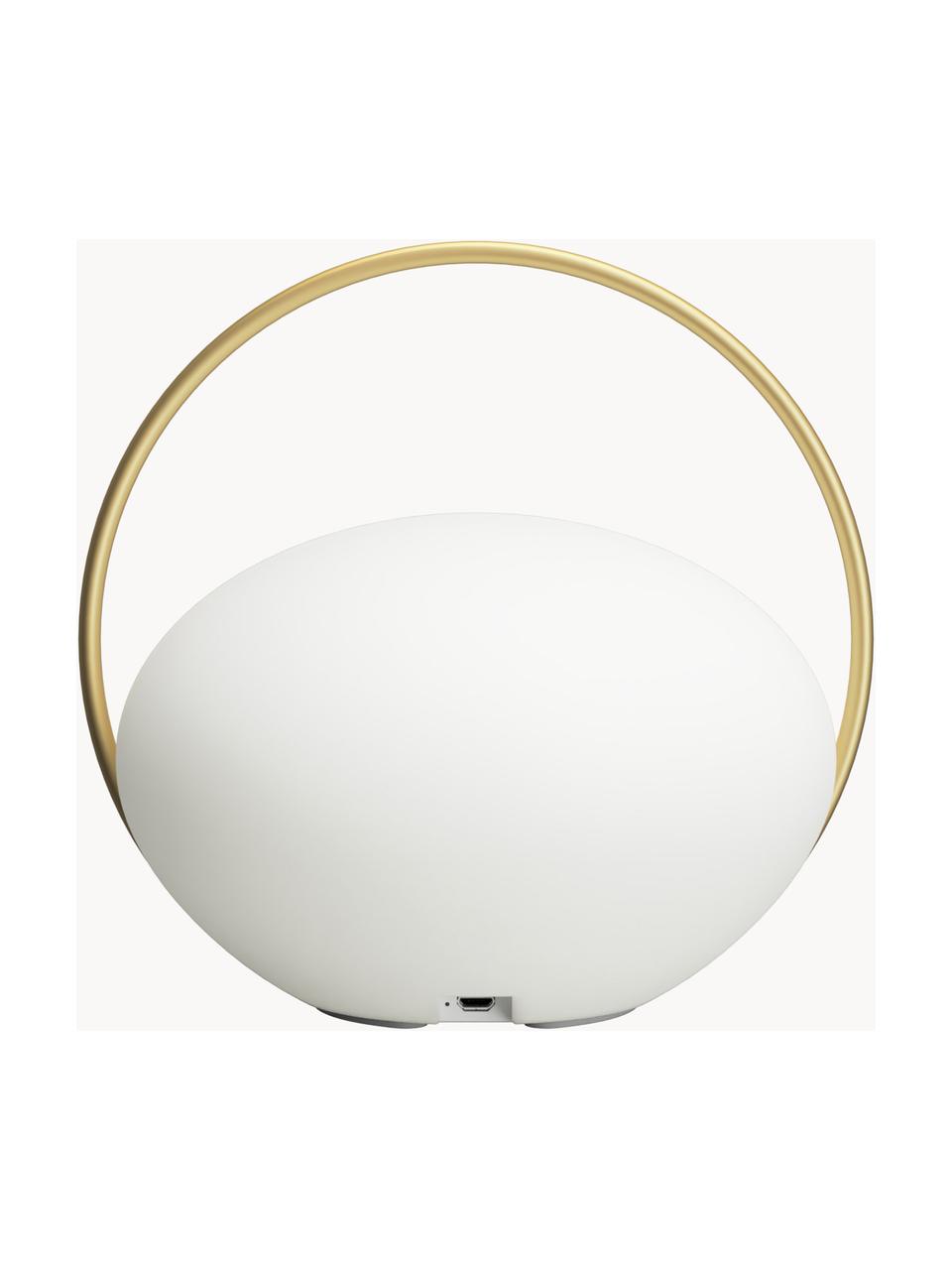 Mobile Dimmbare LED-Aussentischlampe Orbit mit USB-Anschluss, Lampenschirm: Kunststoff, Weiss, Goldfarben, Ø 20 x H 19 cm