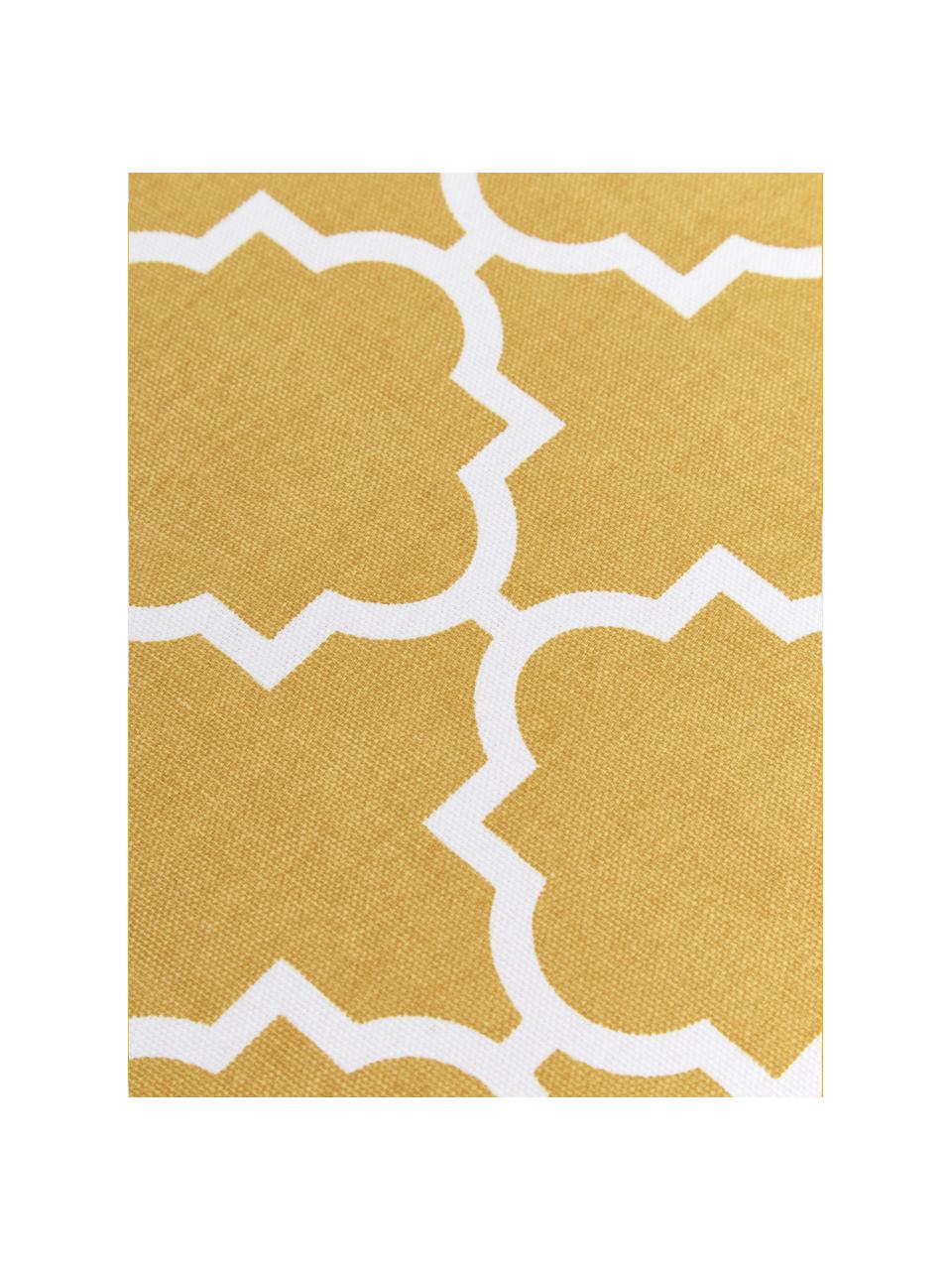 Housse de coussin rectangulaire imprimé graphique Lana, 100 % coton, Jaune, blanc, larg. 30 x long. 50 cm
