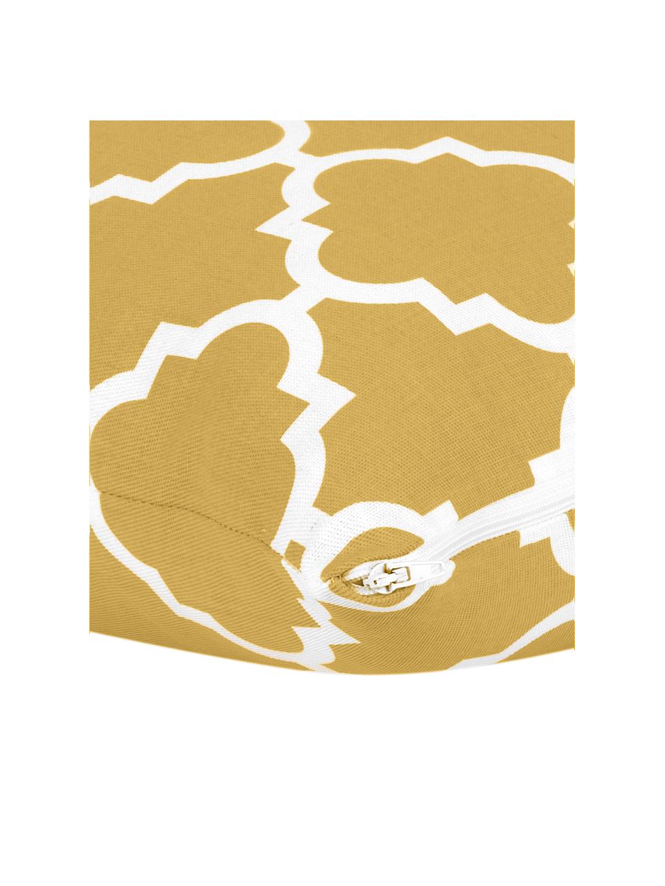 Kissenhülle Lana mit grafischem Muster, 100% Baumwolle, Senfgelb, Weiß, B 30 x L 50 cm