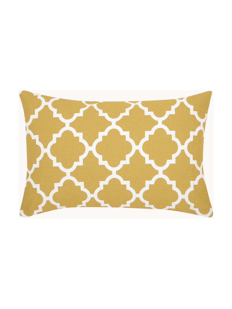 Housse de coussin rectangulaire imprimé graphique Lana, 100 % coton, Jaune, blanc, larg. 30 x long. 50 cm