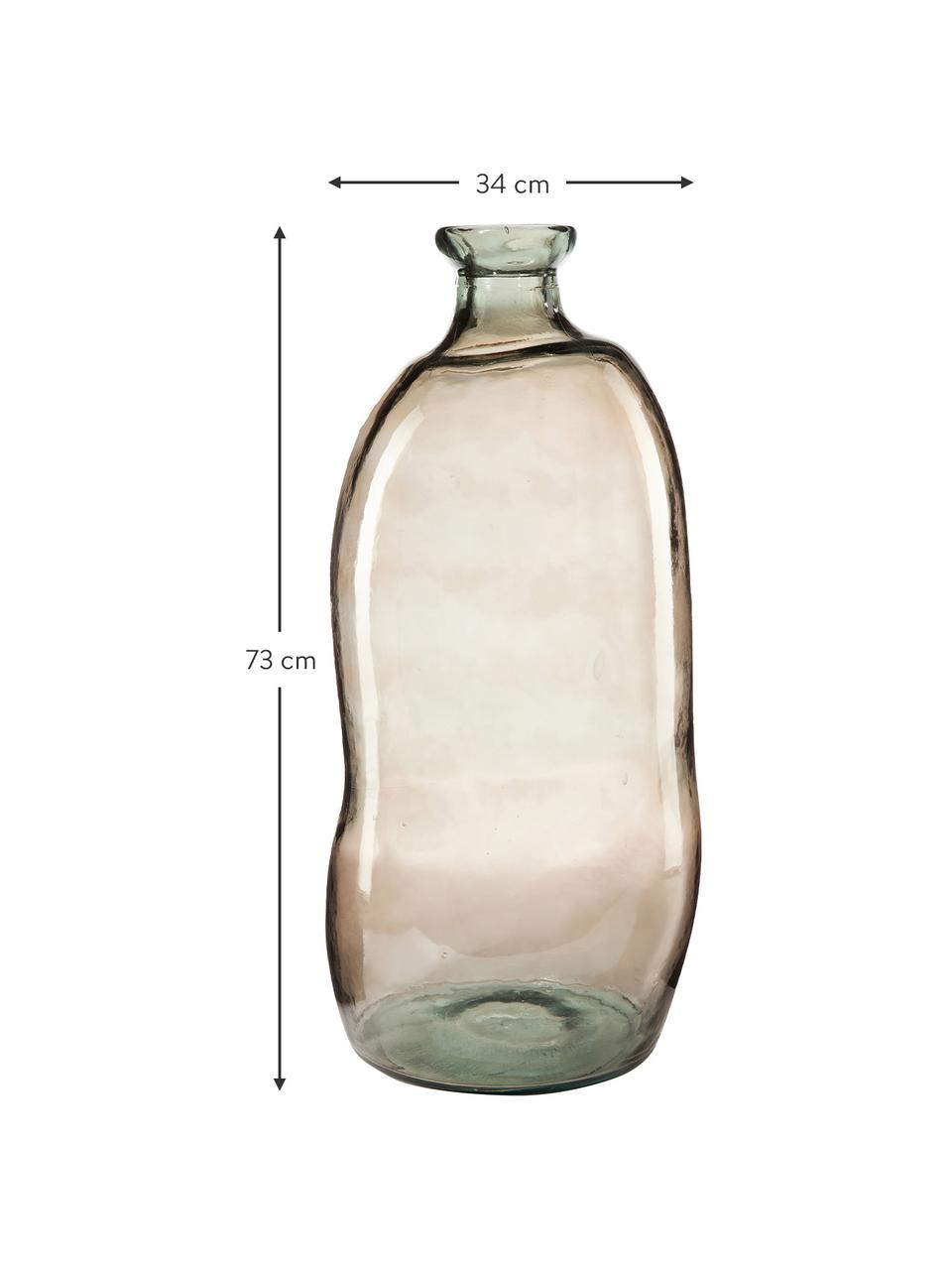 Flaschenvase Dina, Recyceltes Glas, GRS-zertifiziert, Hellbraun, Ø 34 x H 73 cm