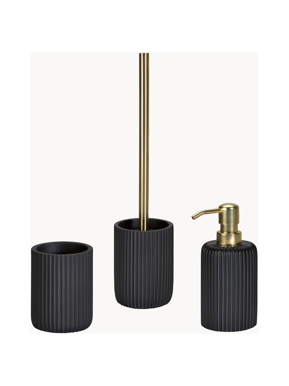 Escobilla de baño Blackheath, Recipiente: poliresina, Negro, latón, Ø 10 x Al 40 cm