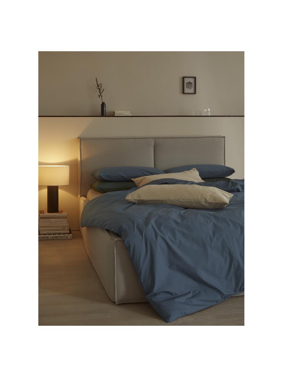 Housse de couette en percale de coton Elsie, Gris-bleu, larg. 200 x long. 200 cm