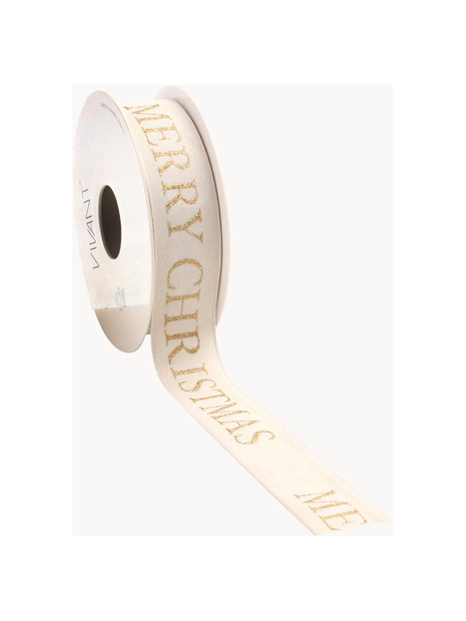 Geschenkband Textire, Polyester, Hellbeige, Goldfarben, B 3 x L 1500 cm