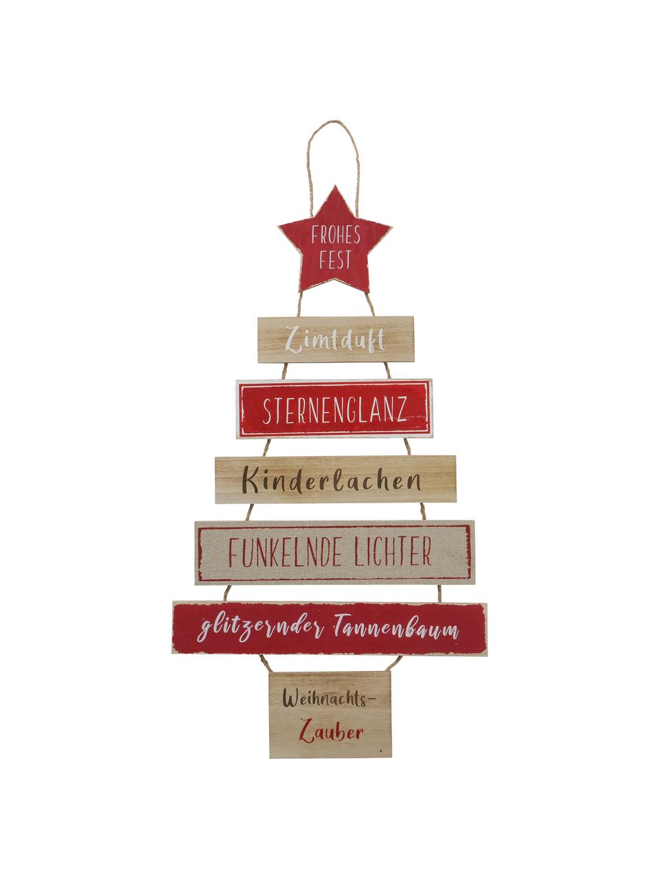 Wandobjekt Weihnachtszauber aus Holz, Beige, Rot, Weiß, Schwarz, B 40 x H 80 cm