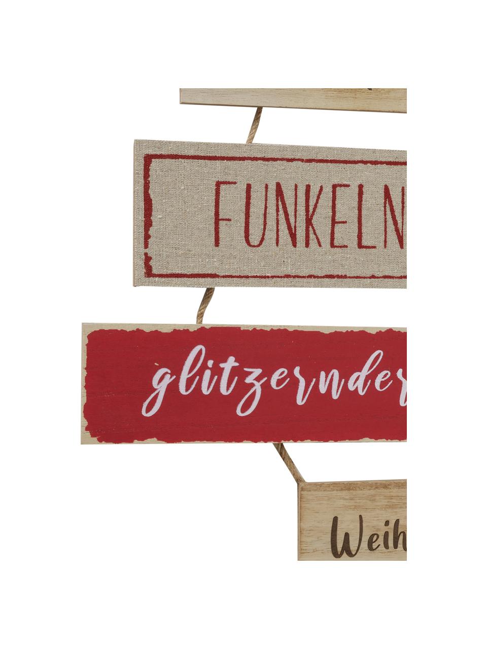 Wandobjekt Weihnachtszauber aus Holz, Beige, Rot, Weiß, Schwarz, B 40 x H 80 cm