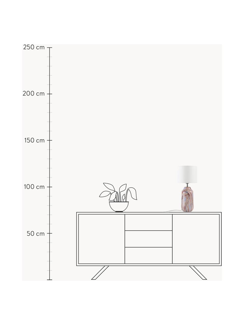 Lampa stołowa ze szkła dmuchanego Donia, Biały, odcienie różowego, Ø 22 x W 50 cm