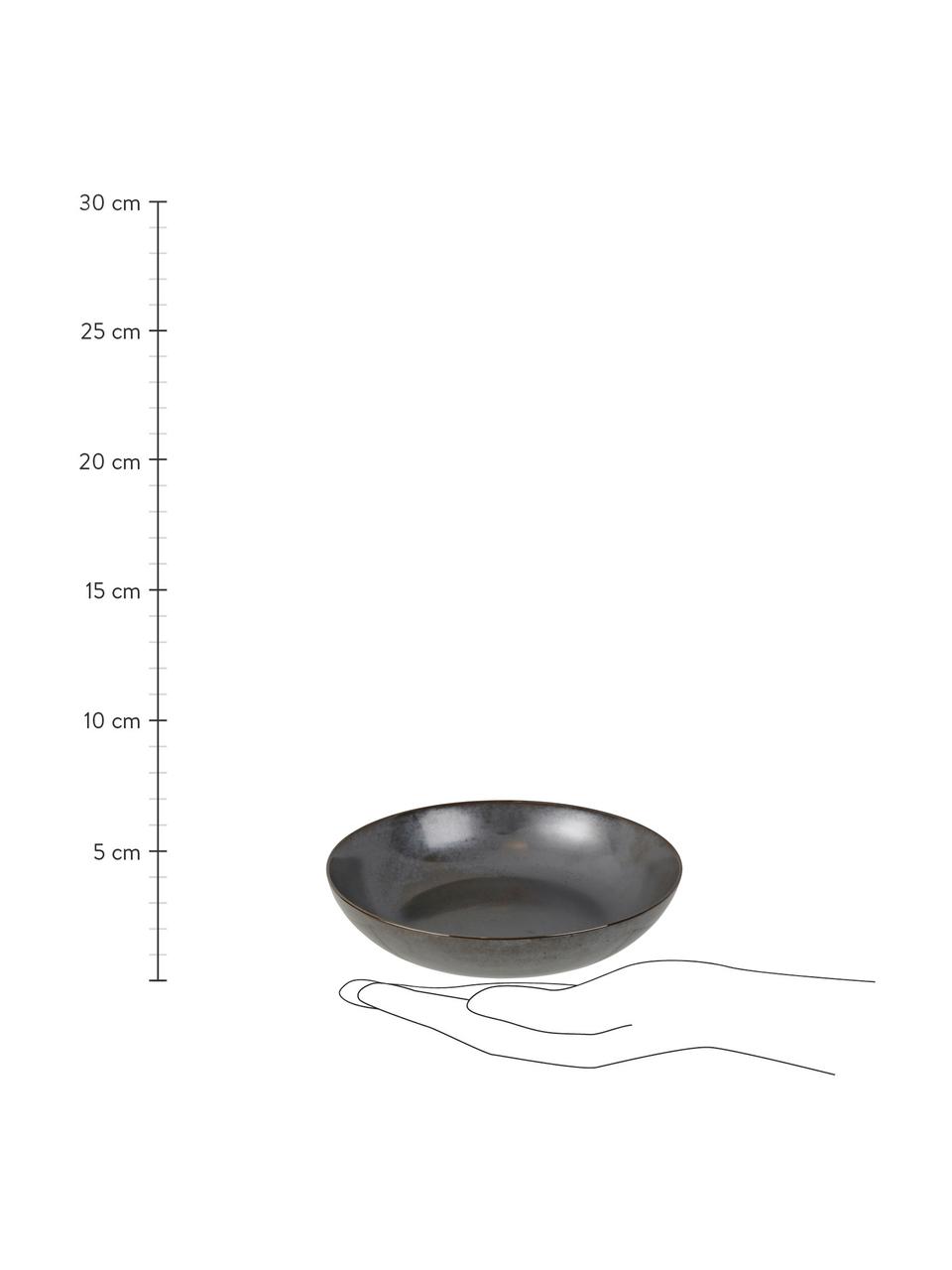 Handgemaakte serveerschaal Esrum Night, Ø 31 cm, Geglazuurd keramiek, Grijsbruin, mat glinsterend zilverachtig, Ø 31 x H 7 cm