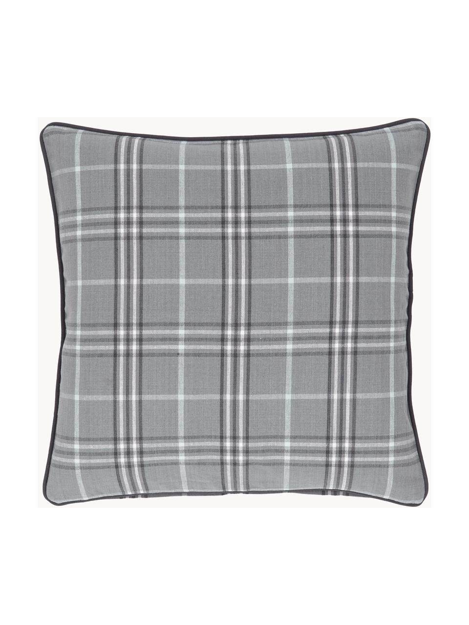 Housse de coussin 30x50 à carreaux Stirling, 100 % coton, Gris clair, larg. 45 x long. 45 cm