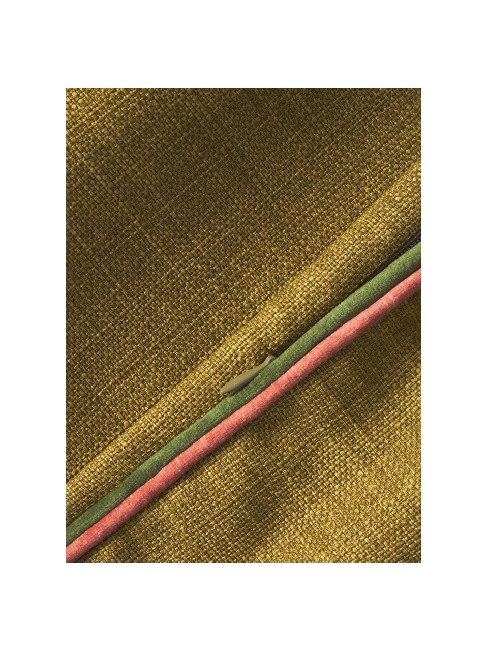 Housse de coussin 45x45 avec passepoil bicolore Cressida, 100 % polyester, Jaune moutarde, larg. 45 x long. 45 cm
