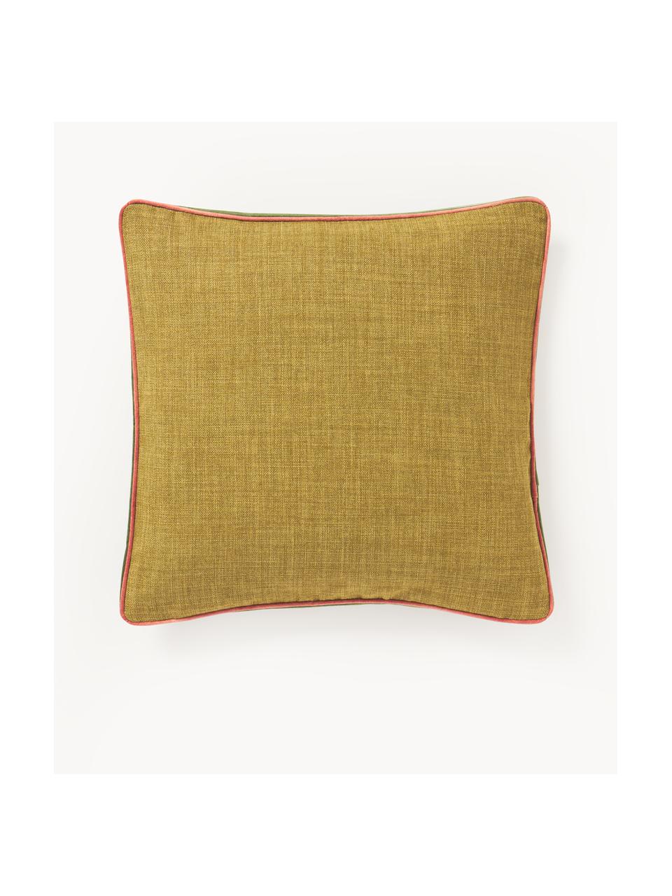 Housse de coussin 45x45 avec passepoil bicolore Cressida, 100 % polyester, Jaune moutarde, larg. 45 x long. 45 cm