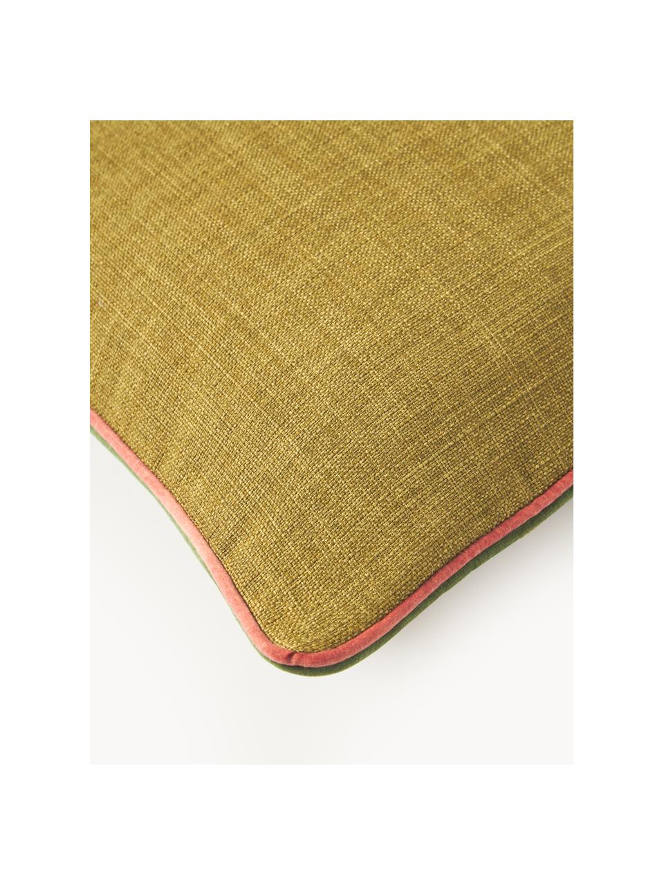 Housse de coussin 45x45 avec passepoil bicolore Cressida, 100 % polyester, Jaune moutarde, larg. 45 x long. 45 cm