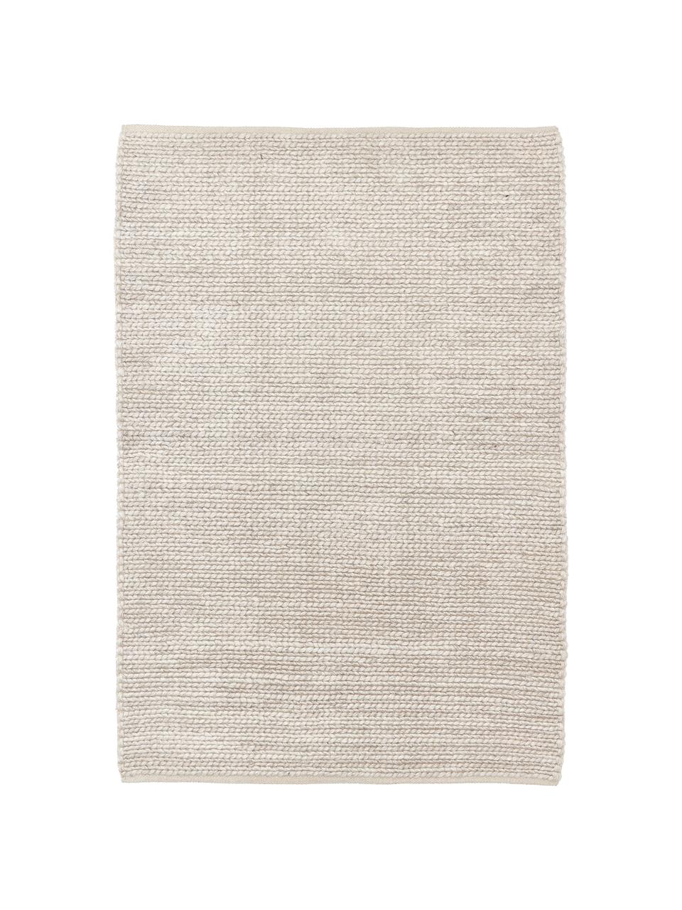 Handgewebter Wollteppich Uno in Taupe mit geflochtener Struktur, Flor: 60% Wolle, 40% Polyester, Taupe, B 120 x L 170 cm (Größe S)