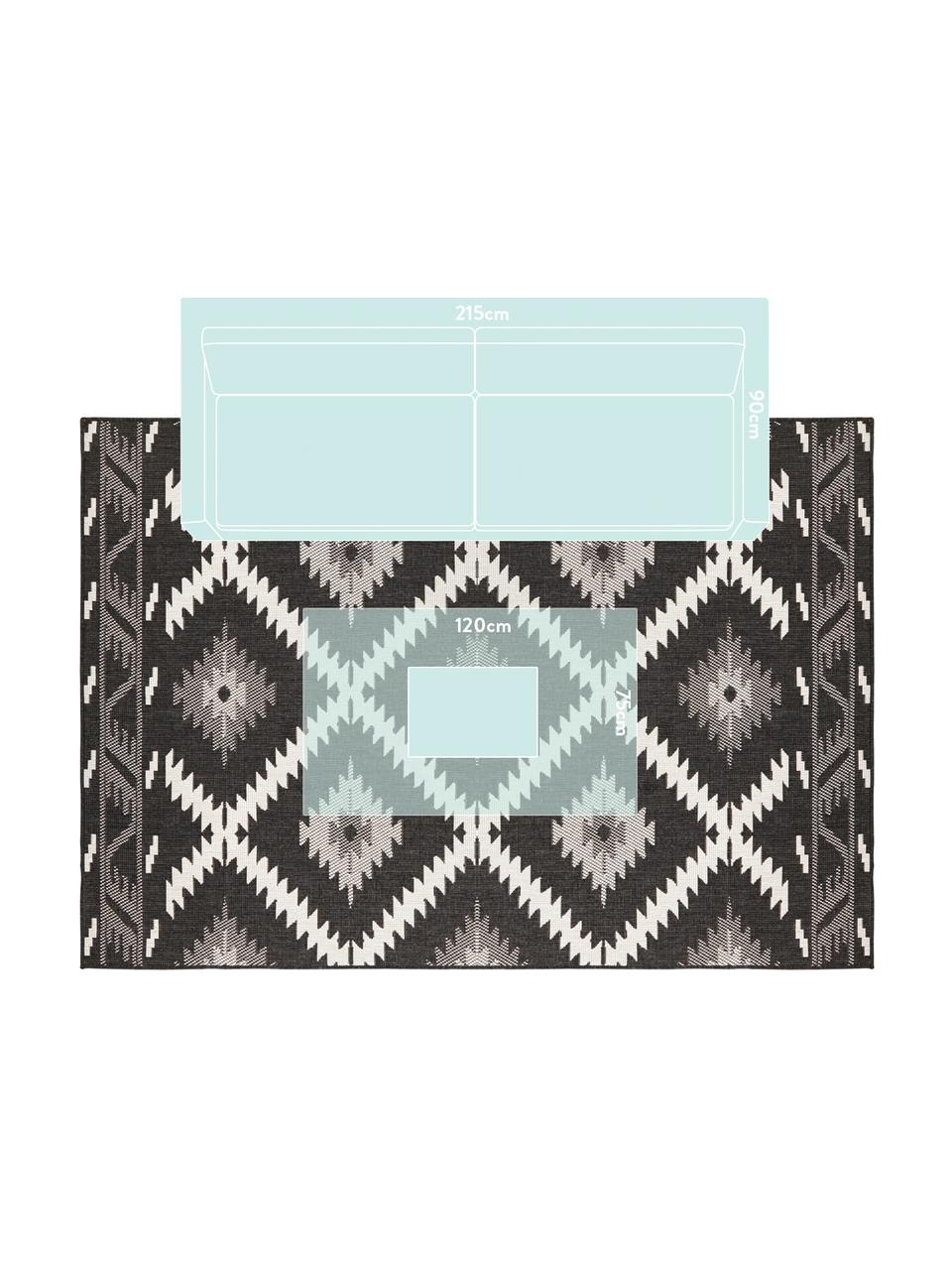 Dwustronny dywan wewnętrzny/zewnętrzny Malibu, Czarny, kremowy, 200 x 290 cm (Rozmiar L)
