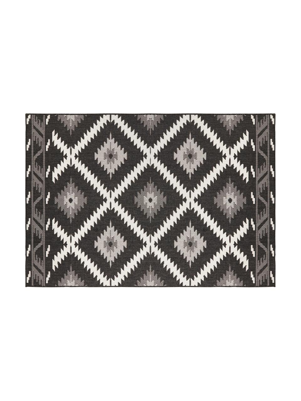 Dwustronny dywan wewnętrzny/zewnętrzny Malibu, Czarny, kremowy, 200 x 290 cm (Rozmiar L)