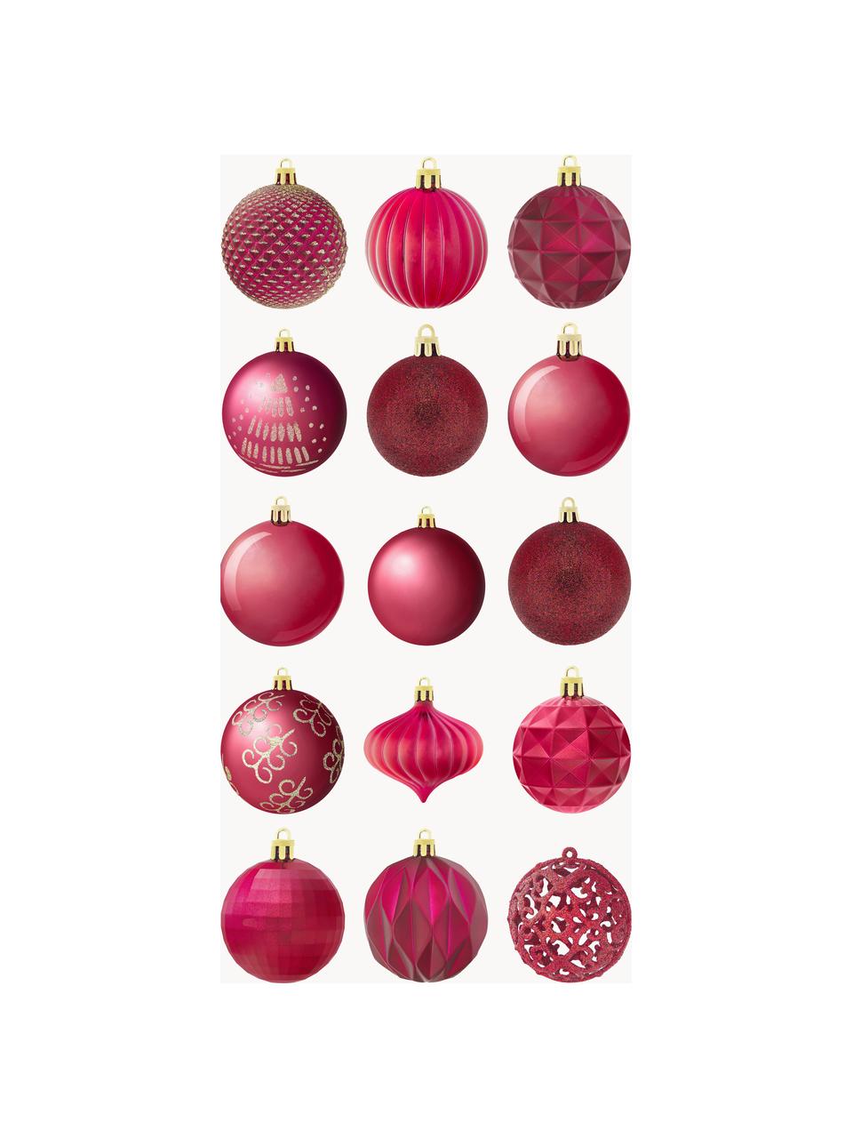 Bruchfeste Weihnachtskugeln Victoria, 60er-Set, Polystyrol, Pink, Ø 7 cm