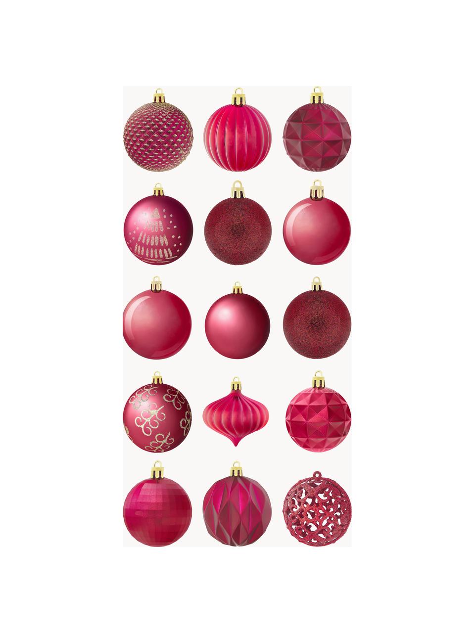 Súprava vianočných gúľ Victoria, 60 dielov, Polystyrén, Tmavočervená, vínovočervená, odtiene zlatej, Ø 7 cm