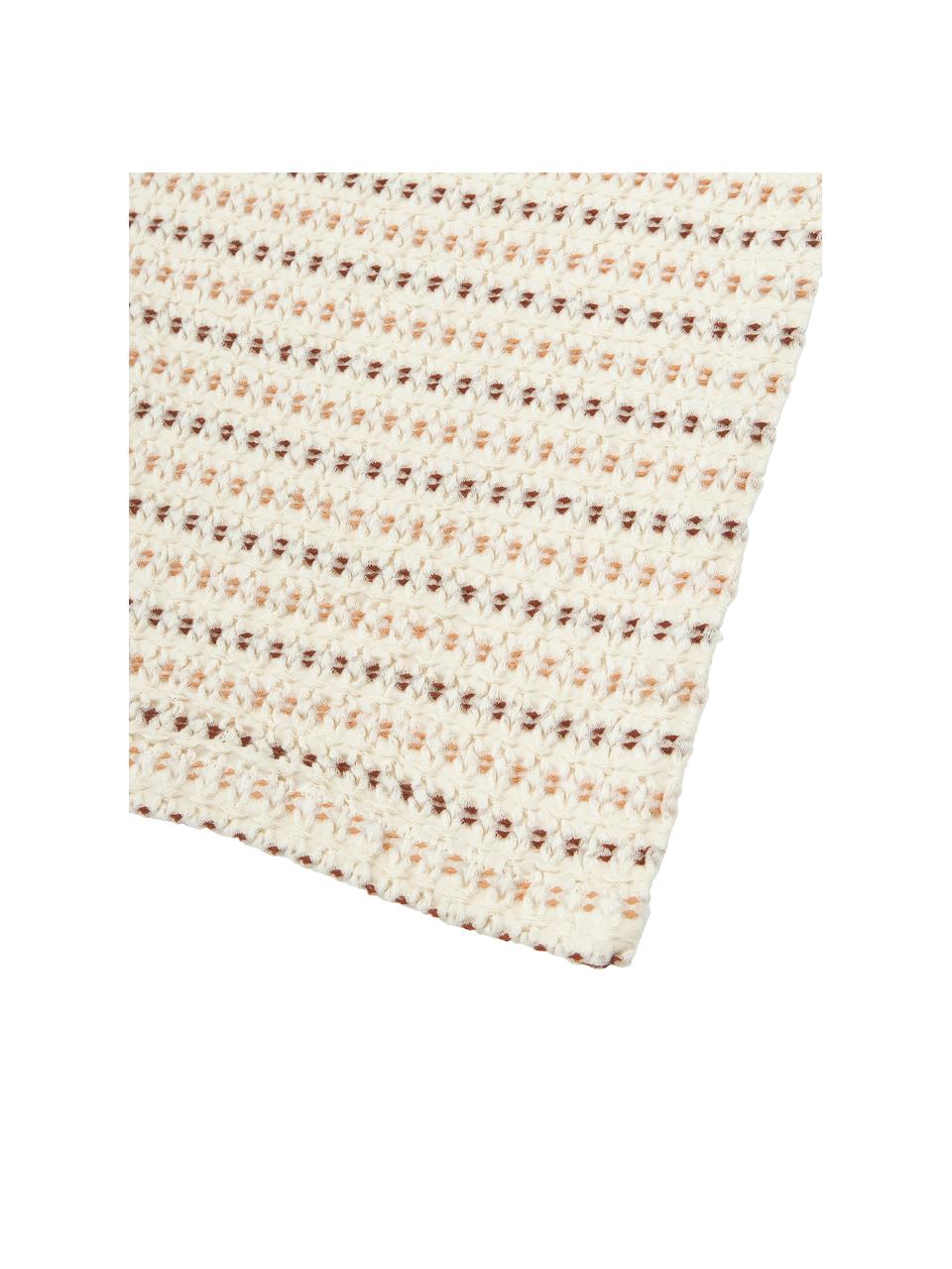 Baumwolldecke Kimber mit Waffelstruktur, 100 % Baumwolle, Cremeweiß, Brauntöne, B 130 x L 170 cm