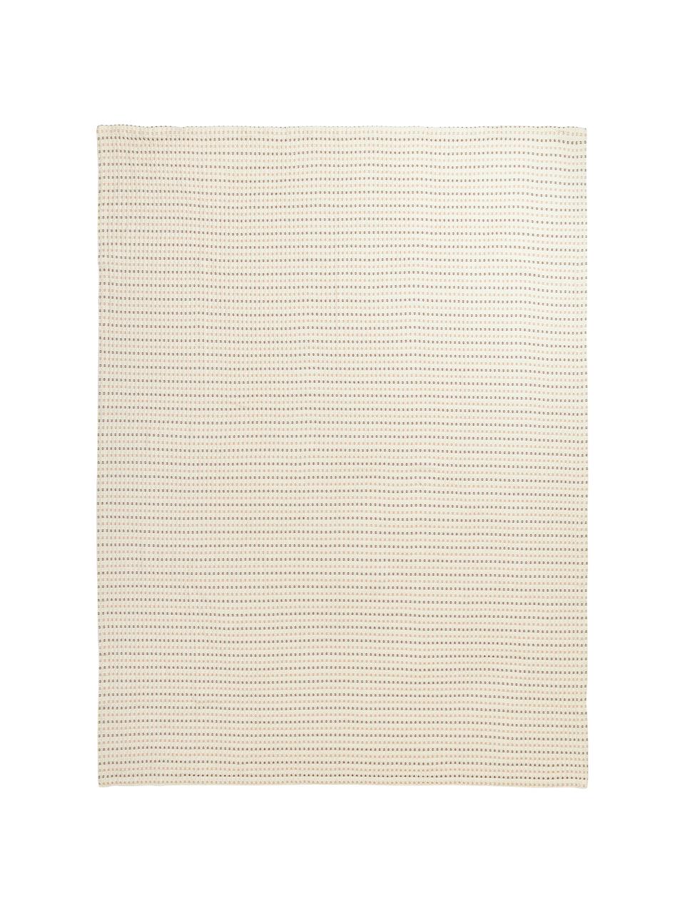 Koc z bawełny Kimber, 100% bawełna, Kremowobiały, odcienie brązowego, S 130 x D 170 cm