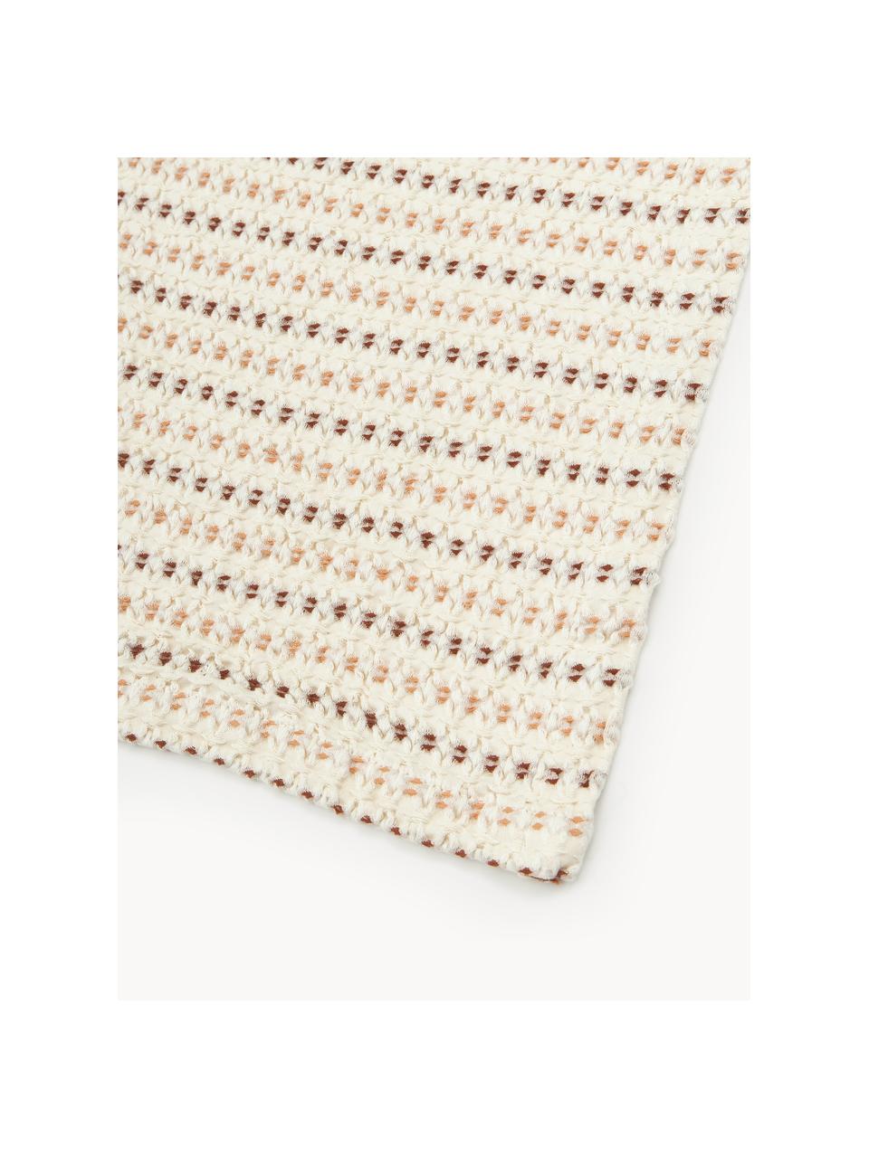 Bavlnená deka s vaflovou štruktúrou Kimber, 100 % bavlna, Krémovobiela, tóny hnedej, Š 130 x D 170 cm