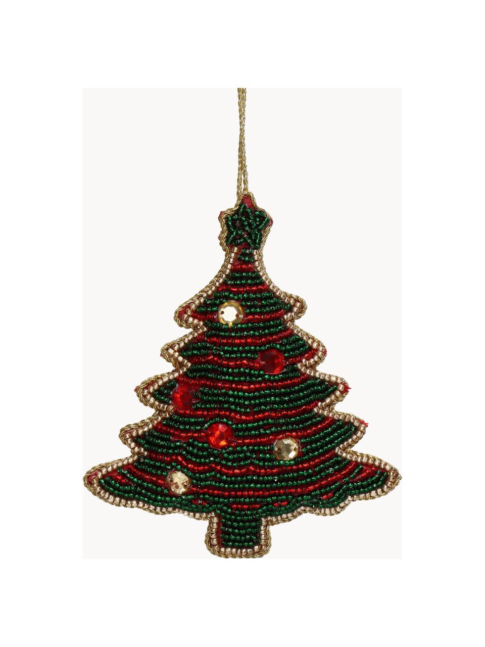 Décoration de sapin de Noël Christmas Tree, Perles, Vert, rouge, larg. 9 x haut. 11 cm