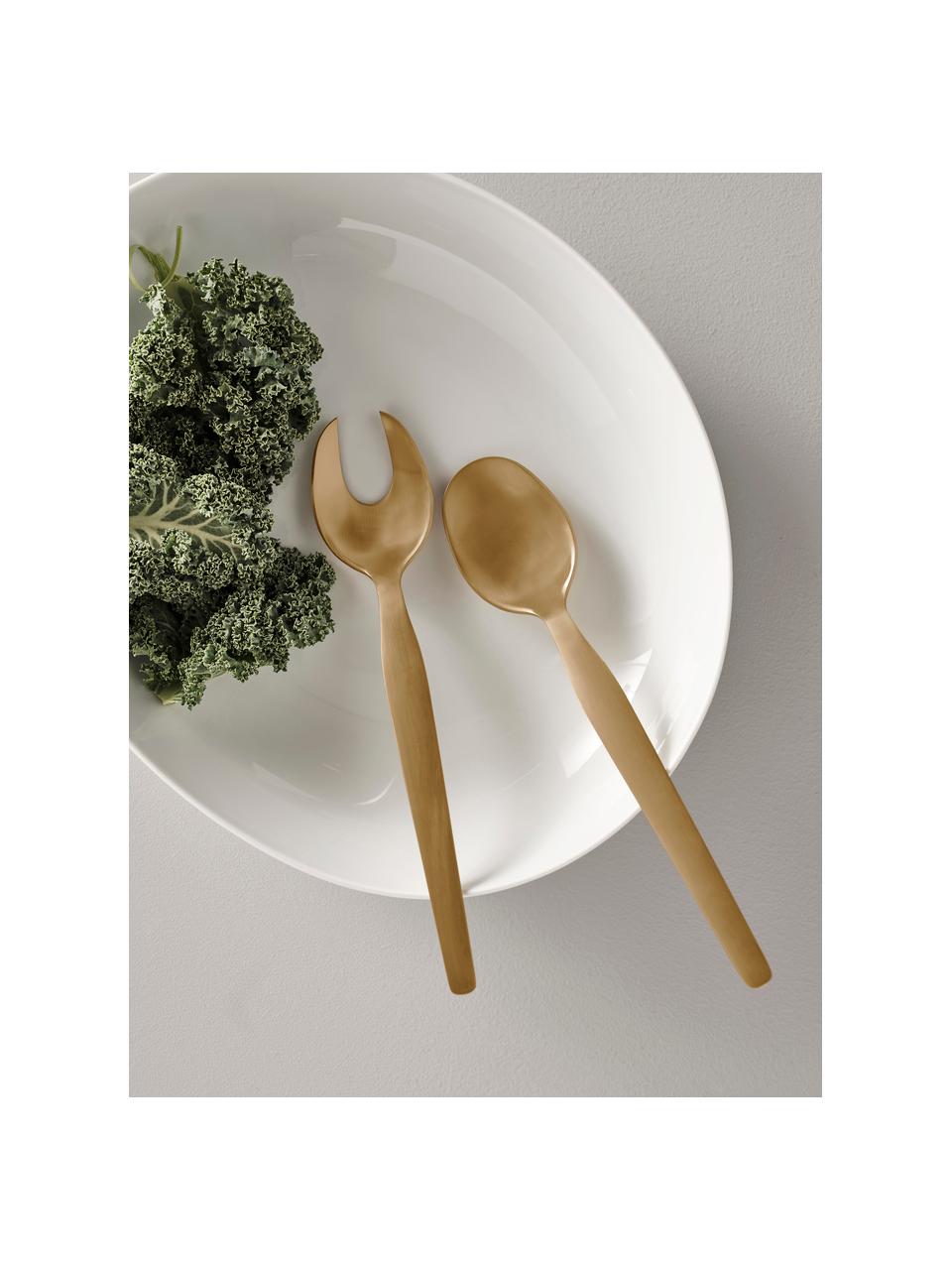 Goldfarbenes Salatbesteck Bra aus rostfreiem Stahl in matt, 2er-Set, Rostfreier Stahl, beschichtet, gebürstet, Messingfarben, L 25 cm