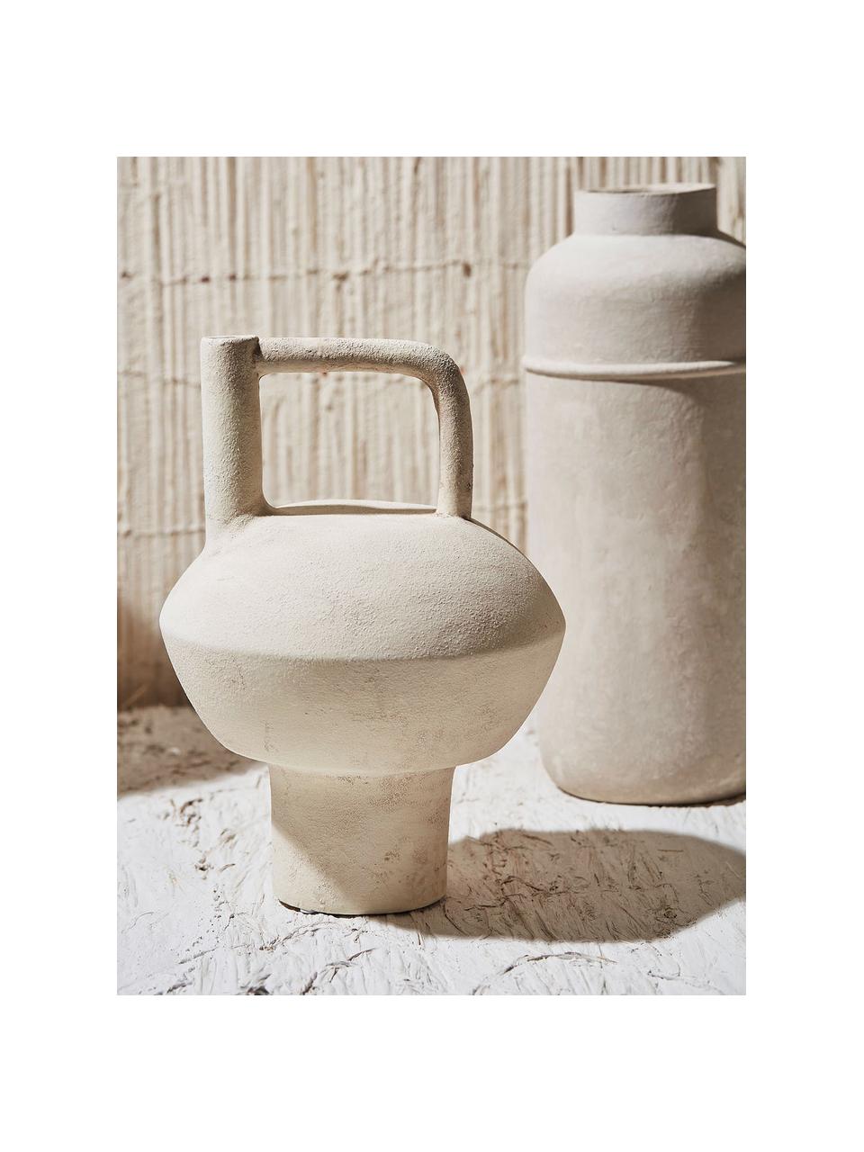 Vaso di design in gres Pithos, Gres, Bianco crema, Ø 23 x Alt. 33 cm