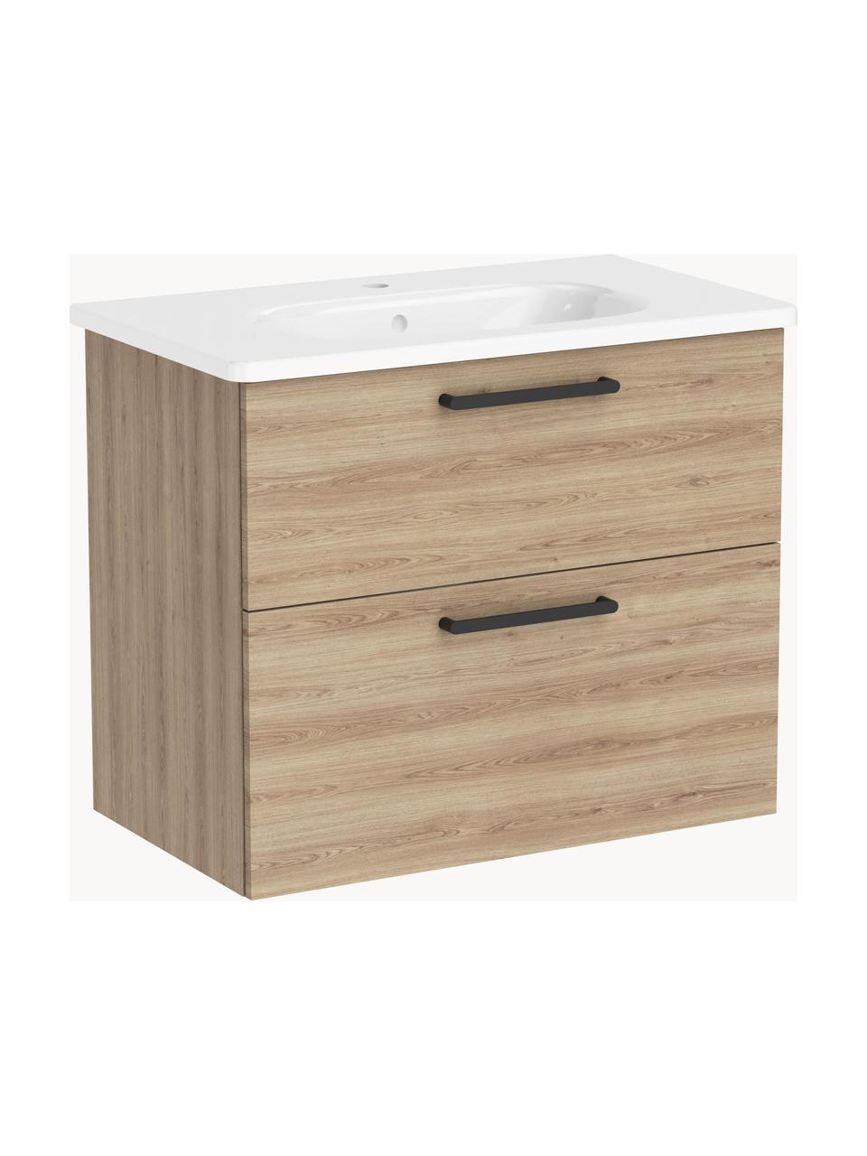 Lavabo con mobiletto Orna, Maniglie: metallo rivestito, Legno, Larg. 60 x Alt. 67 cm