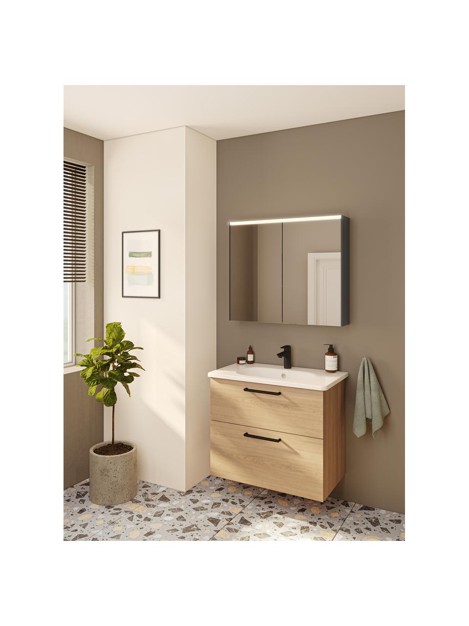 Szafka łazienkowa z umywalką Orna, Drewno naturalne, S 60 x W 67 cm