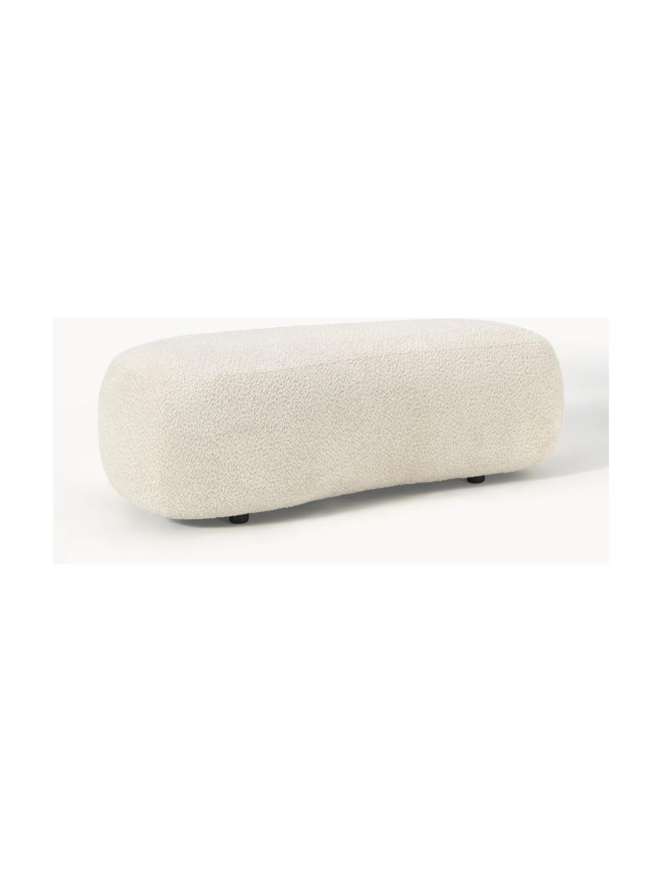 Puf reposapiés en tejido bouclé Alba, Tapizado: 100% poliéster Alta resis, Estructura: madera de abeto maciza, m, Patas: plástico, Borreguillo bouclé Off White, An 130 x F 62 cm