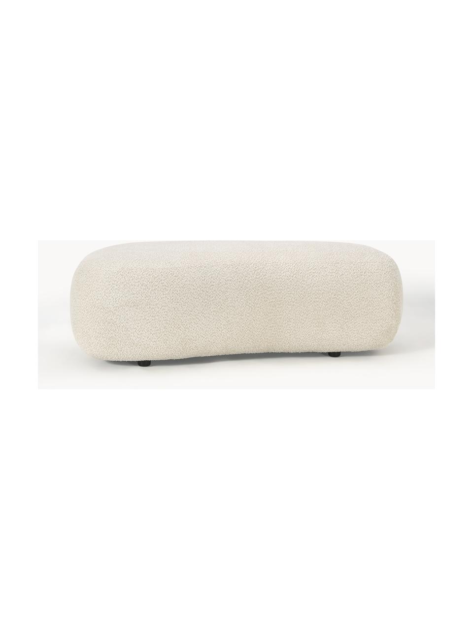 Puf reposapiés en tejido bouclé Alba, Tapizado: 100% poliéster Alta resis, Estructura: madera de abeto maciza, m, Patas: plástico, Borreguillo bouclé Off White, An 130 x F 62 cm