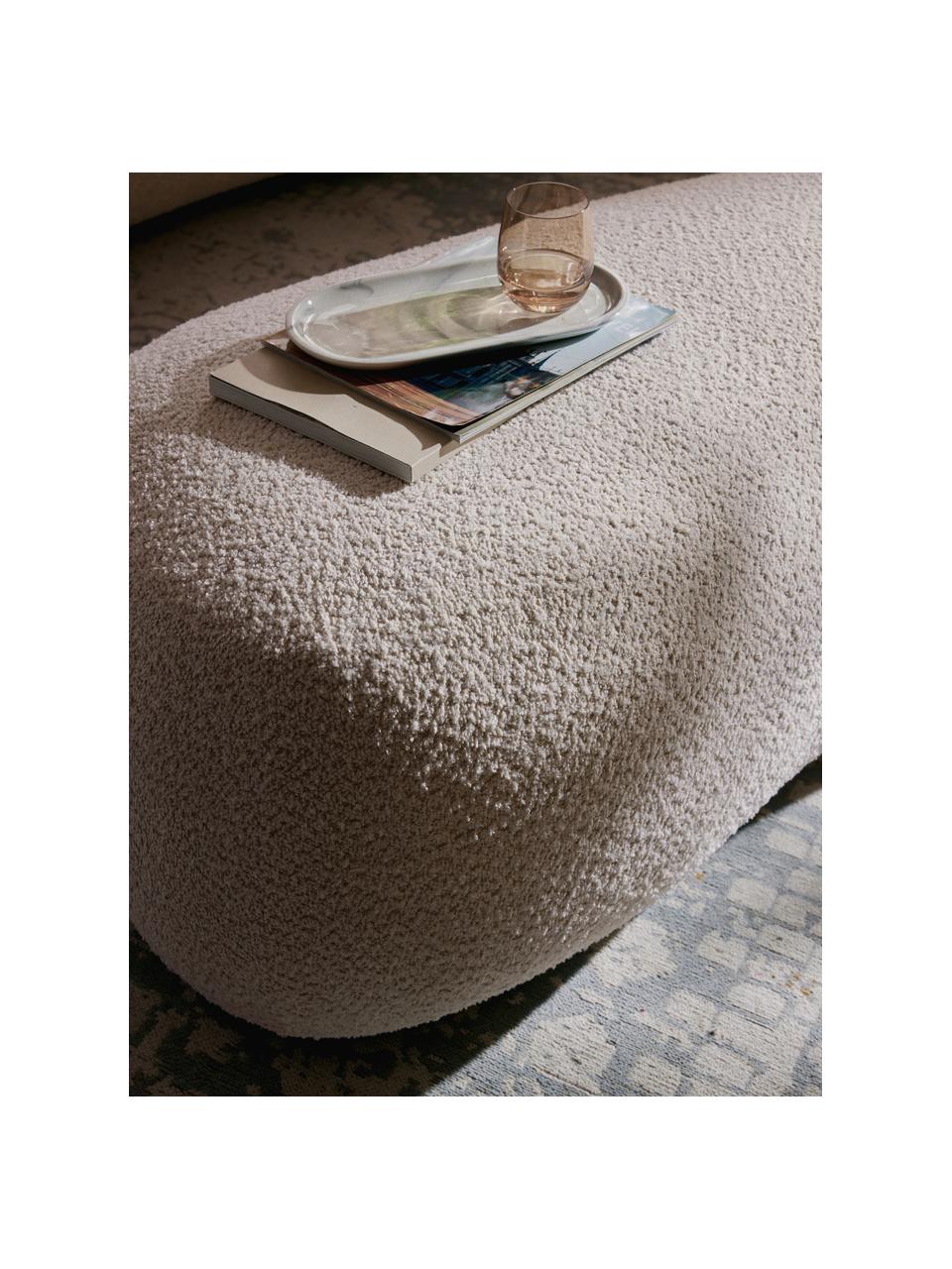 Hocker Alba aus Teddy-Bouclé, Bezug: 100 % Polyester Der strap, Gestell: Massives Fichtenholz, Kie, Teddy-Bouclé Off White, B 130 x T 62 cm