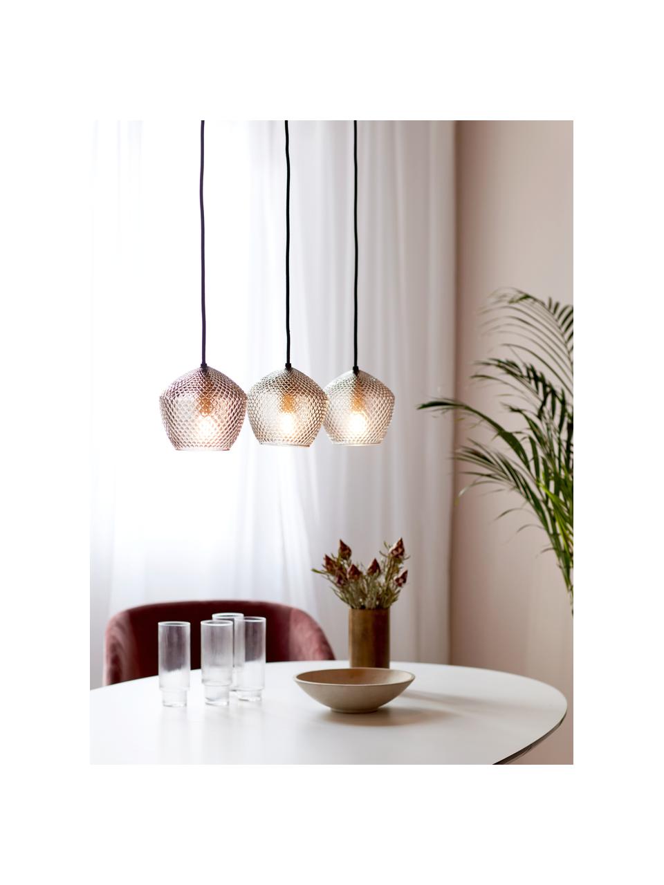 Hanglamp Orbiform van glas, Lampenkap: glas, Baldakijn: gecoat metaal, Messingkleurig, grijs, transparant, B 71  x H 15 cm