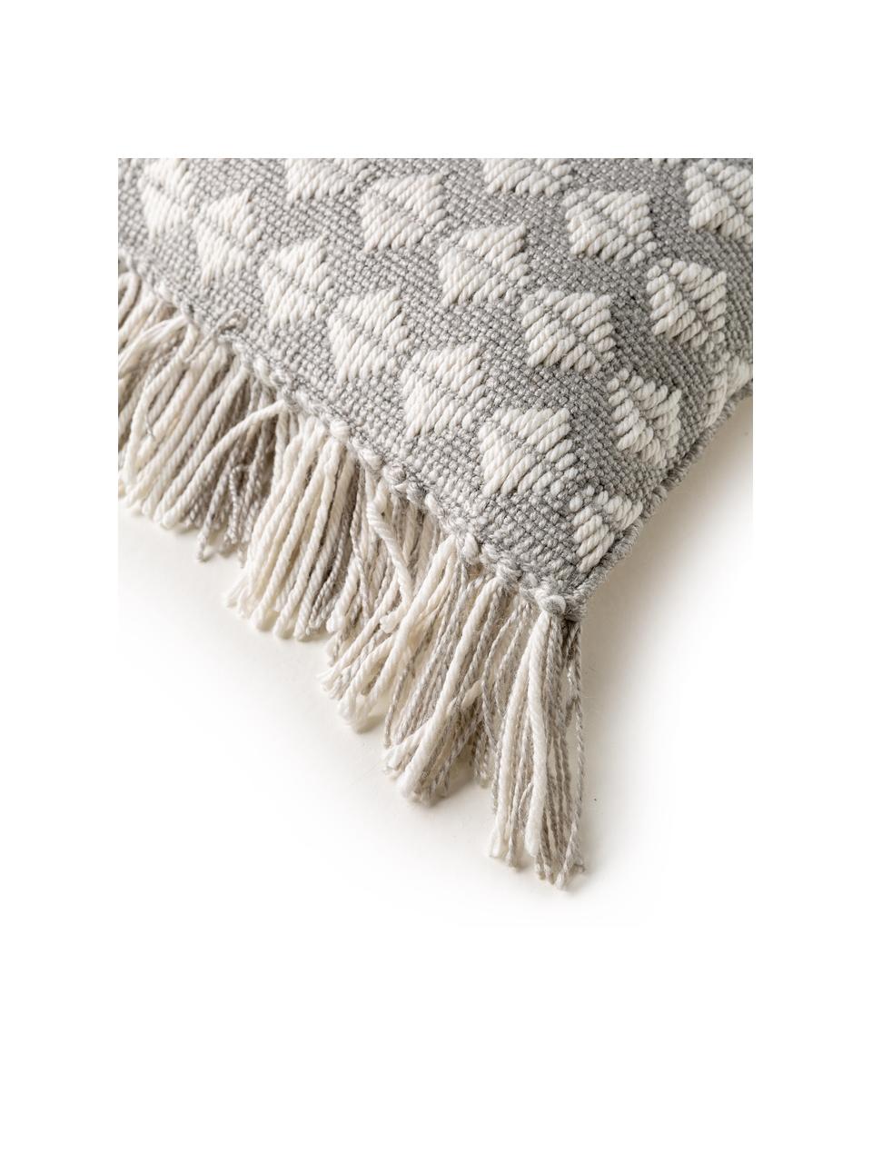 Coussin intérieur-extérieur en PET recyclé Morty, 100 % polyester (PET recyclé), Gris, beige, larg. 40 x long. 40 cm
