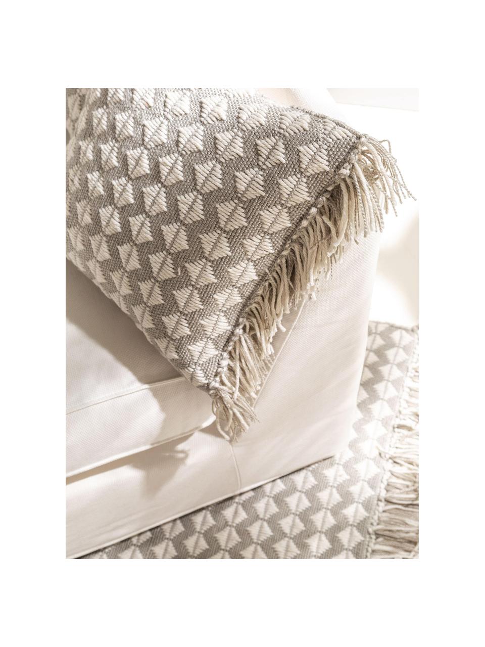 In- & Outdoorkissen Morty aus recyceltem PET, 100% Polyester (Recyceltes PET), Hellgrau, Off White, B 40 x L 40 cm