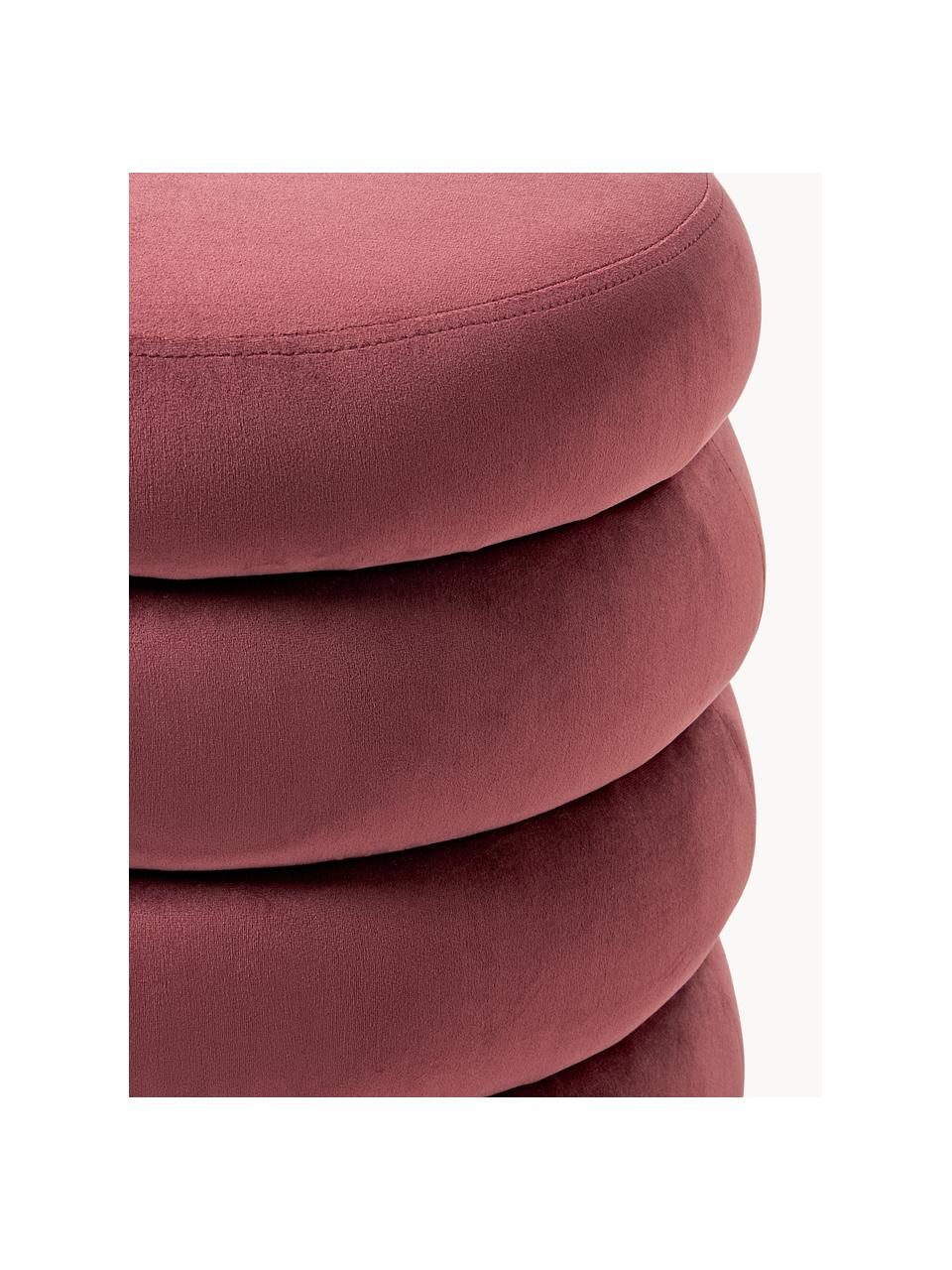 Pouf en velours avec rangement Alto, Velours rouge rouille, Ø 44 x haut. 48 cm