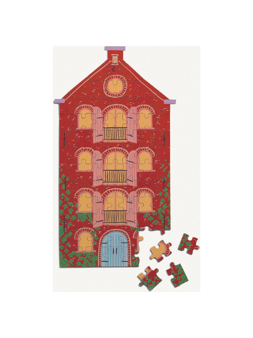 Handgefertigtes Puzzle Warehouse, Papier, Rot, Gelb, Türkis, B 15 x T 27 cm