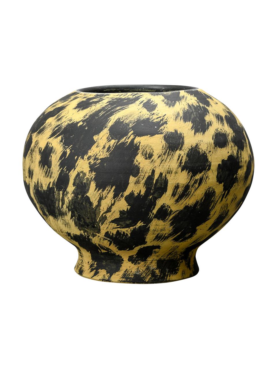 Handgefertigte Vase Safari, Keramik, Schwarz, Gelb, Ø 30 x H 24 cm