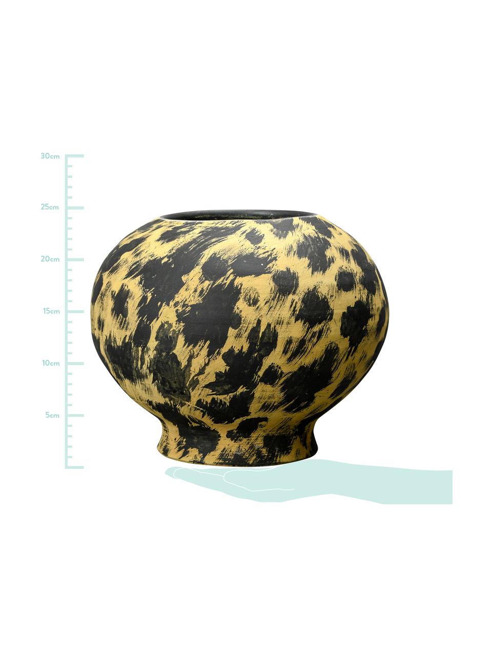 Vaso fatto a mano Safari, Ceramica, Nero, giallo, Ø 30 x Alt. 24 cm