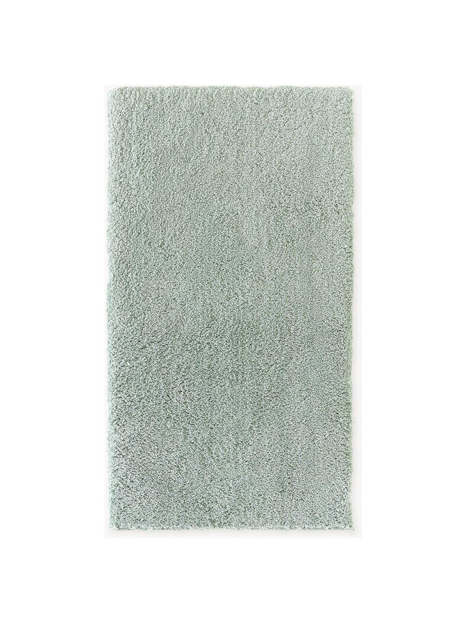 Tappeto morbido a pelo lungo Leighton, Retro: 70% poliestere, 30% coton, Verde menta, Larg. 80 x Lung. 150 cm (taglia XS)